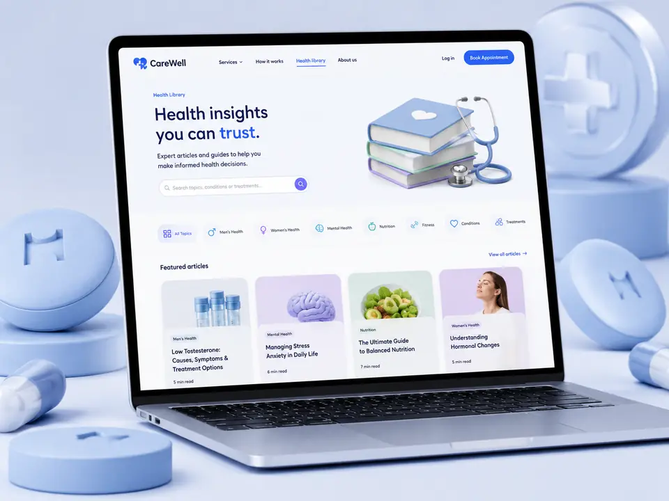 CareWell telehealth platform UI design