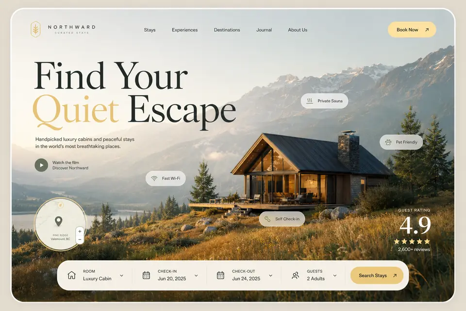 Luxury cabin booking website design